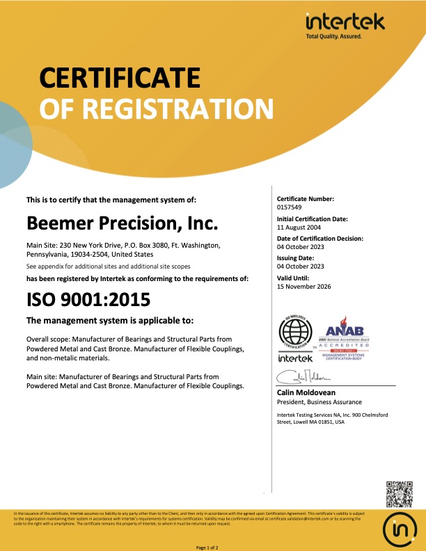 ISO certification